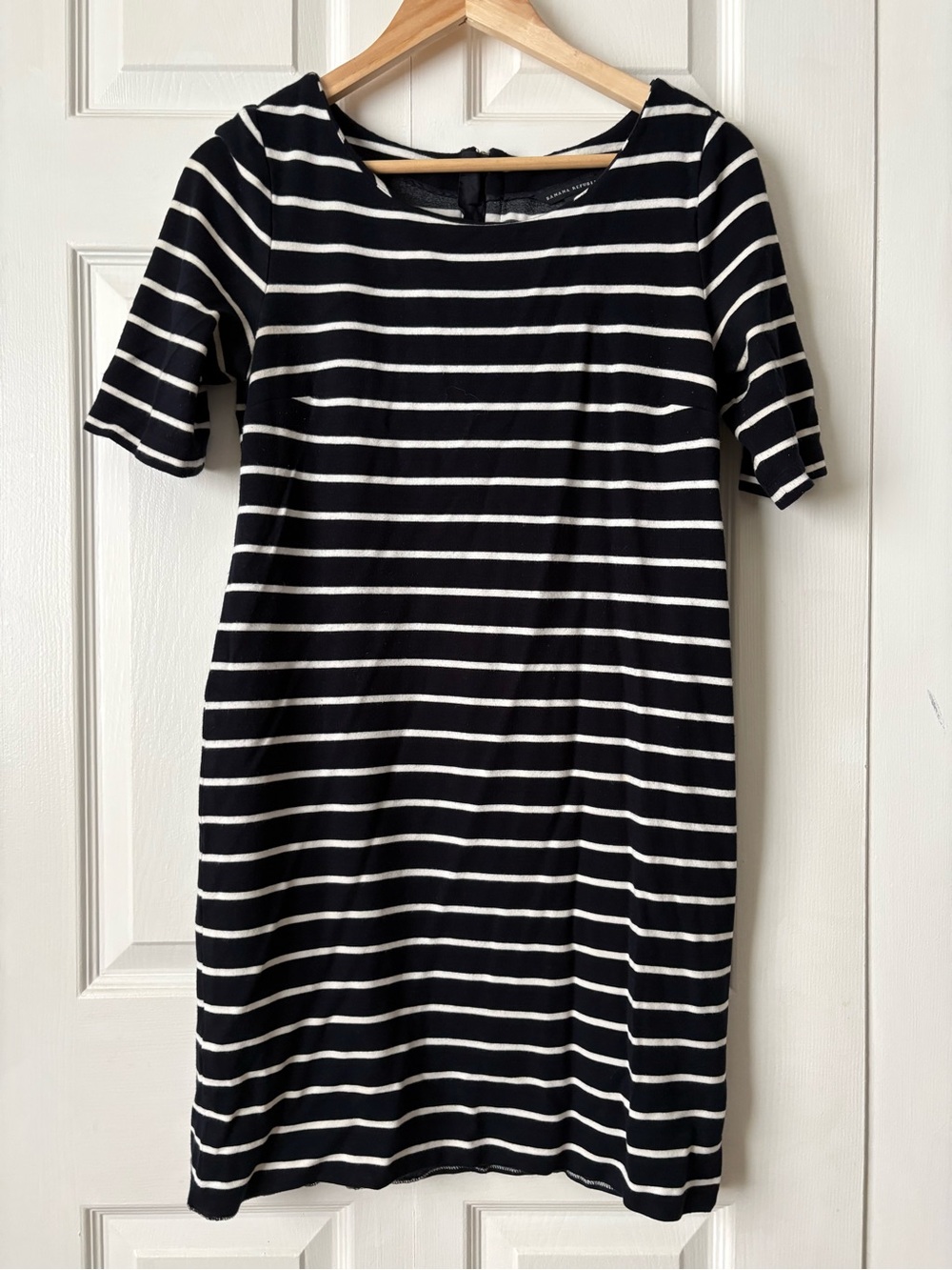 Banana Republic Navy and White Striped Short Sleeve Shift Dress